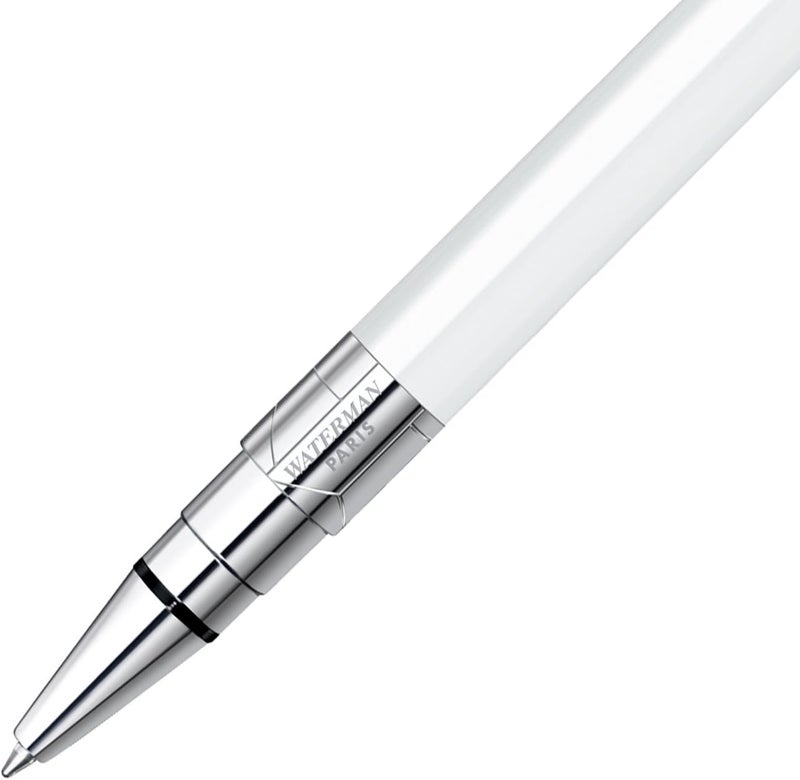 Waterman قلم حبر جاف أبيض من ووترمان بوجهة نظر مع إعادة تعبئة سوداء رفيعة - Image 3